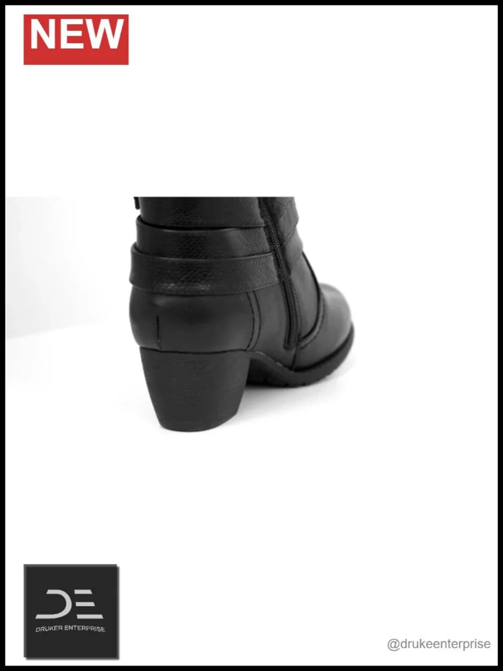 Women's Mid Calf Slouchy Dress Booties with Buckle Strap Side Zipper